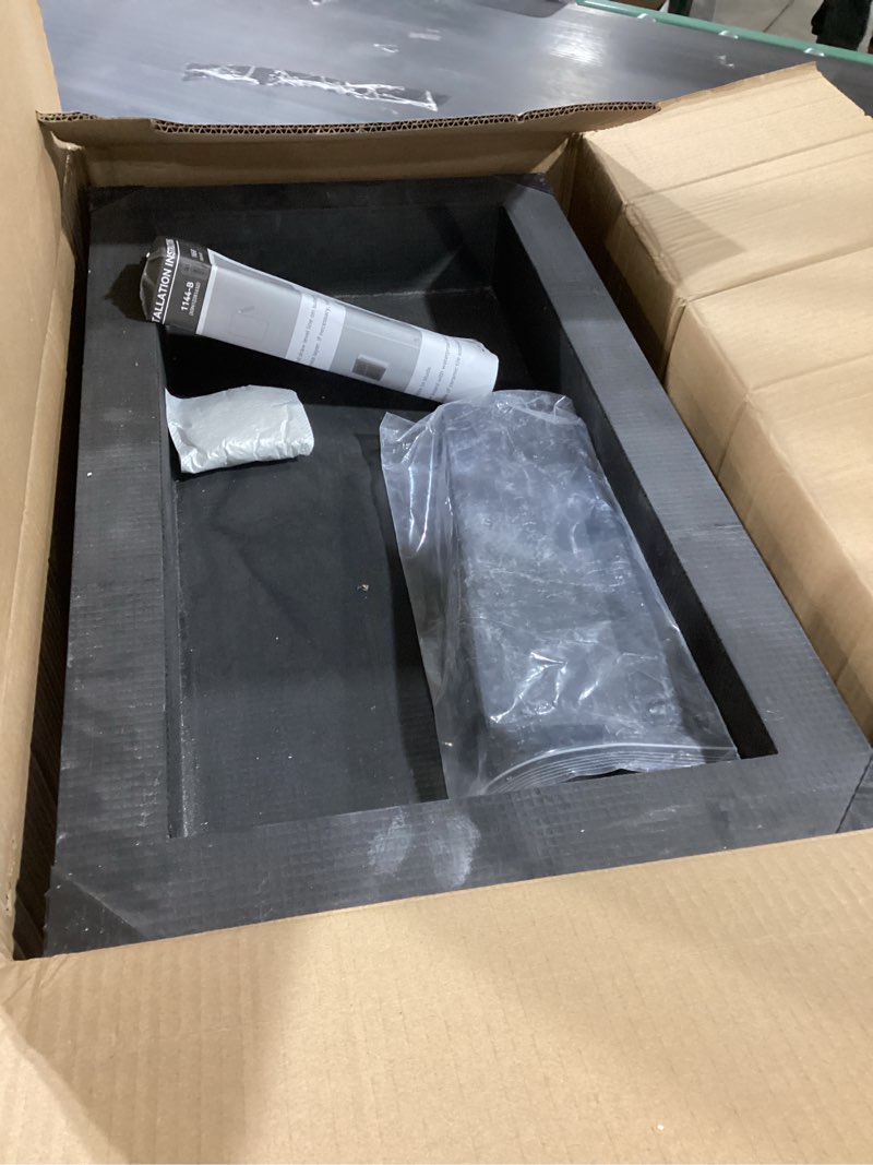 Condition photo showing As Is for Shower Niche Insert Tile Ready 16" x 28" Recessed Wall Niche with Movable Shelf 2-Tier Bathroom Storage Plenty of Space Square Corners Sealed Waterproof, Matte Black 16"W * 28"H (2-Layer)