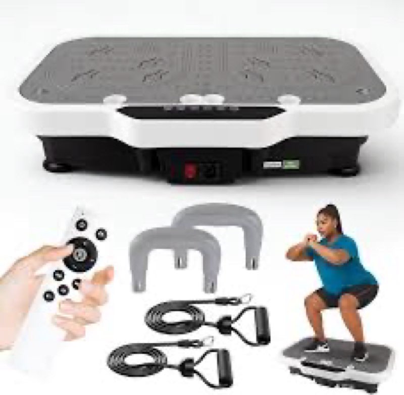 Vibration Plate Exercise Machine, 8000 Vibrations/min Adjustable Fitness Platform, 400 Lbs Capacity Whole Body Workout Extra Large Size Platform with Bluetooth for Weight Loss, Women & Men Red & Black