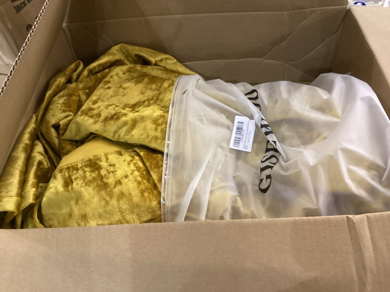 Condition photo showing As Is for Gold Velvet Curtains for Bedroom with Back Tab Thermal Insulation Window Treatments Panels for Living Room, Warm Yellow 2 Panels Set 52" W x 84" L Warm Gold 52"W x 84"L (Pack of 2)