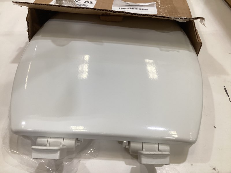 Condition photo showing As Is for american standard 5503a00b.020 transitional slow-close elongated front toilet seat, white