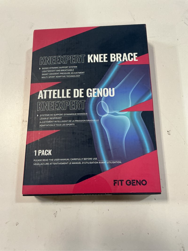 Condition photo showing New/Like New for fit geno kneexpert knee brace with side stabilizers & patella gel pad – adjustable compression support for pain relief, meniscus, acl, arthritis, running - xs/s garnet x-small / small
