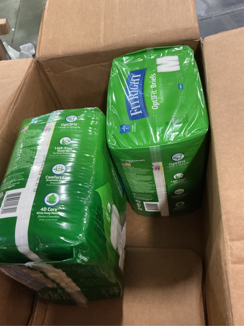 Condition photo showing New/Like New for (Pack of 2)FitRight OptiFit Briefs  Ultra Absorbency  Disposable Adult Briefs with Tabs  Medium  32 -44   20 Count