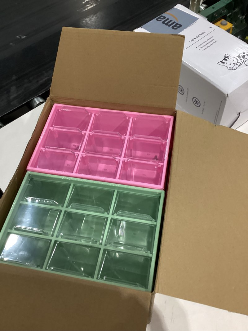 Condition photo showing New/Like New for Amyhill 6 Pcs Mini Drawer Organizer Small Organizer with 9 Drawers Plastic Desktop Craft Storage Box for Office Home Room Jewelry Cosmetics Collection(Multicolored)