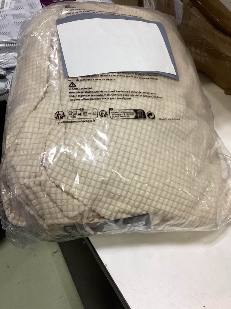 Condition photo showing Good Condition for princedeco stretch sofa cover slipcover couch covers for 3 cushion couch furniture protector sofa covers with non slip elastic bottom dogs pet friendly fitted (sofa, biscotti beige) biscotti beige sofa