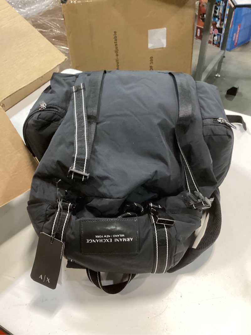 Condition photo showing Good Condition for Armani Exchange Men's Large Top Flap Buckle Cargo Backpack, Black, One Size