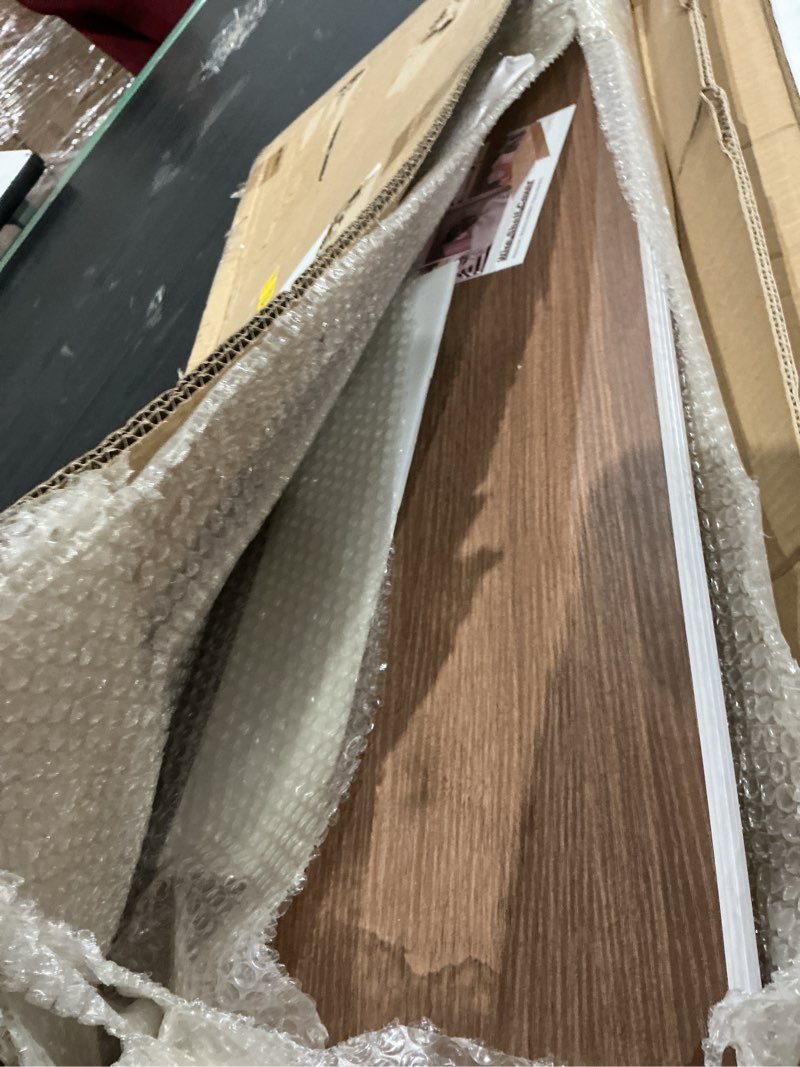 Condition photo showing As Is for 5pcs wire shelf covers for pantry, preventing leakage of items & removable, pvc wire rack covers for shelves closet kitchen (walnut grain, 33 x 12) walnut grain 33 x 12