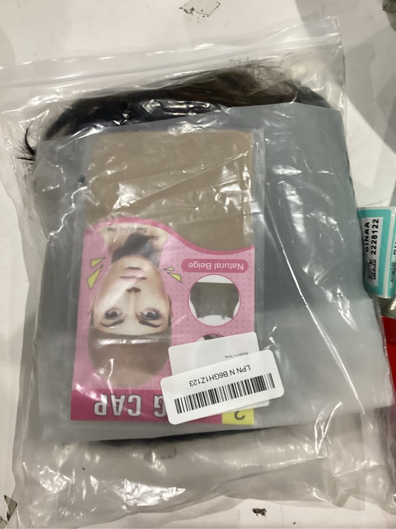 Condition photo showing New/Like New for Black Mixed Brown Wig for Black Women 14 Inch Short Wavy Hair Wigs Curly Bob Wig with Bangs Wigs Shoulder Length Wigs for Black Women Bob Style Synthetic Heat Resistant