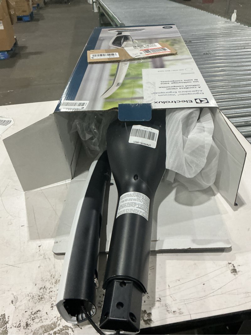 Condition photo showing As Is for electrolux ergorapido cordless 2-in-1 vacuum cleaner with high suction power and 180° easysteer mobility, 48-minute run time, 2 power modes, satin white standard