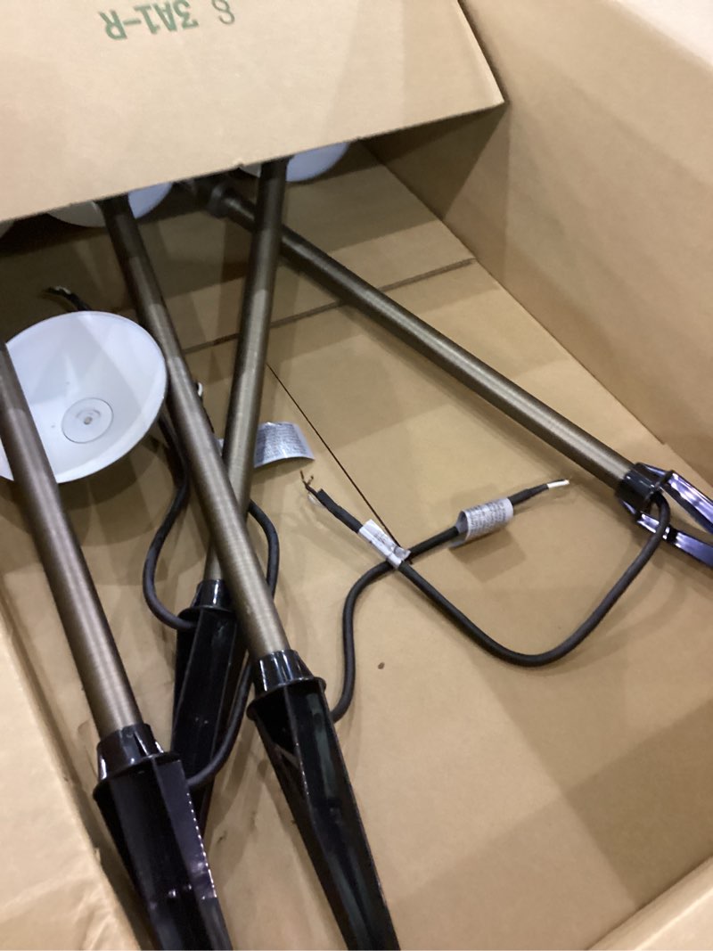 Condition photo showing As Is for EDISHINE Solid Brass Low Voltage Pathway Lights Wired, 22" Tall Outdoor Landscape Path Light Heavy Duty, G4 Bulb Included, 12V LED Landscape Lighting, Bronze Waterproof for Garden Yard Walkway, 4 Pack