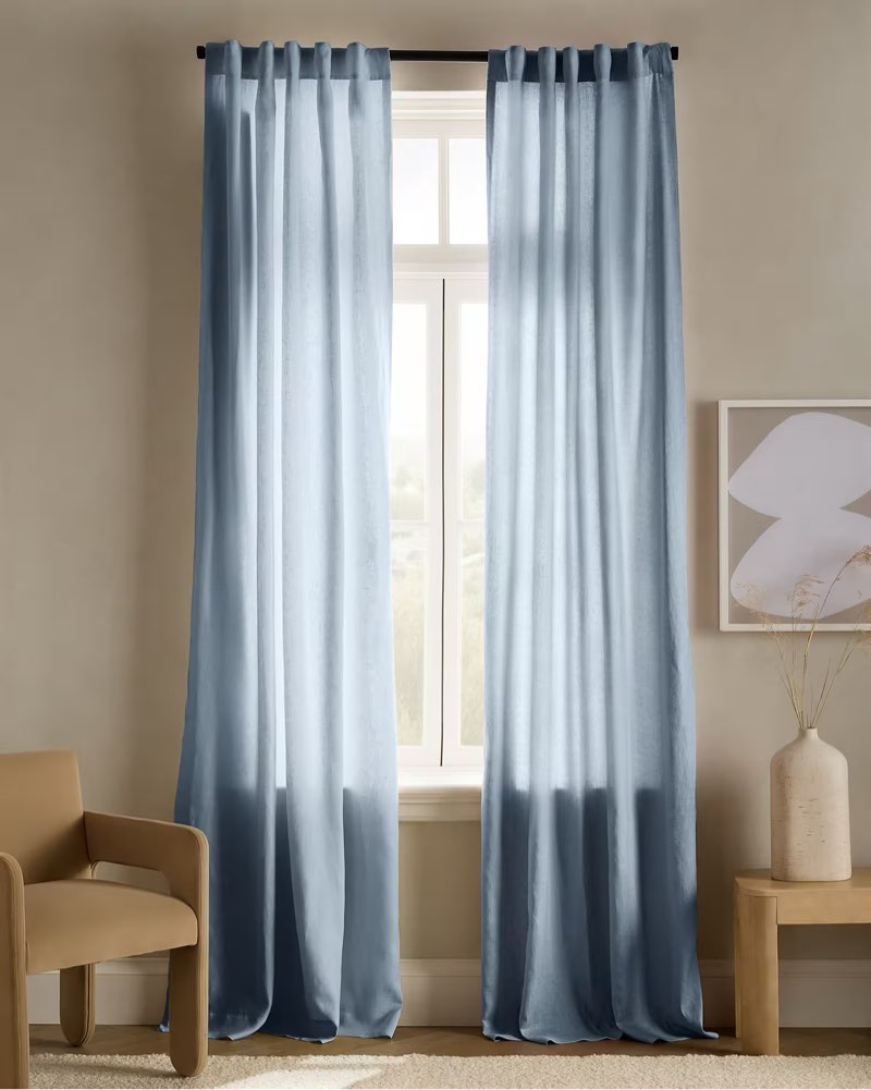 quince european linen curtain - single panel chambray 48x84 inch 