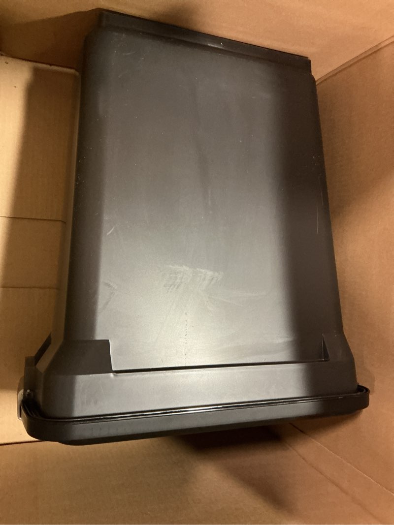 Condition photo showing As Is for IRIS USA Airtight Dog Food Storage Container, WeatherPro, Up to 40 lbs, Removable Wheels, for Dog Cat Bird and Other Pet Food Storage Bin, Keep Fresh, Translucent Body, Made in USA, Smoke/Black 1 Count (Pack of 1) Smoke