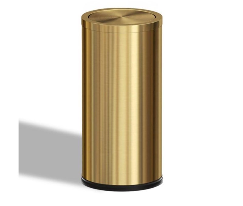 7.92 gallon/30l kitchen trash can with lid,tall slim,elegant,gold,brushed stainless steel lgarbage can for office,hotel,kitchen (30l gold)