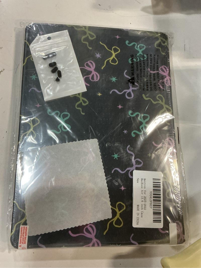 Condition photo showing New/Like New for Mektron Case for 2025 MacBook Air 13-inch M4 Laptop A3240 with 13.6-inch Liquid Retina Display,Compatible 2024 2022 M3/M2 MacBook Air 13" Hard Shell Cover,Fit Model A3113 A2681,Black Colorful Bows
