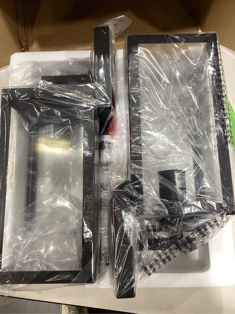 Condition photo showing New/Like New for Outdoor Wall Light Fixtures, Exterior Waterproof Wall Lanterns, Porch Sconces Lighting with E26 Sockets & Glass Shades, Modern Matte Black Outside Lights for Patio Front Door Entryway Garage, 2-Pack