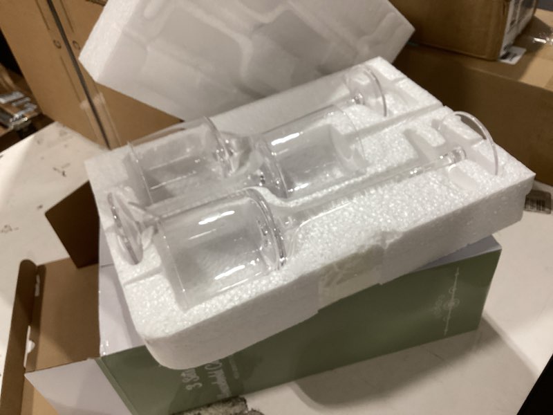 Condition photo showing Good Condition for set of 5 4 sets (12 pcs) candlestick & tealight candle holders tall high elegant clear glass tealight holder suitable for candles under 6cm (2.36\") in diameter fit home party wedding table centerpiece decor