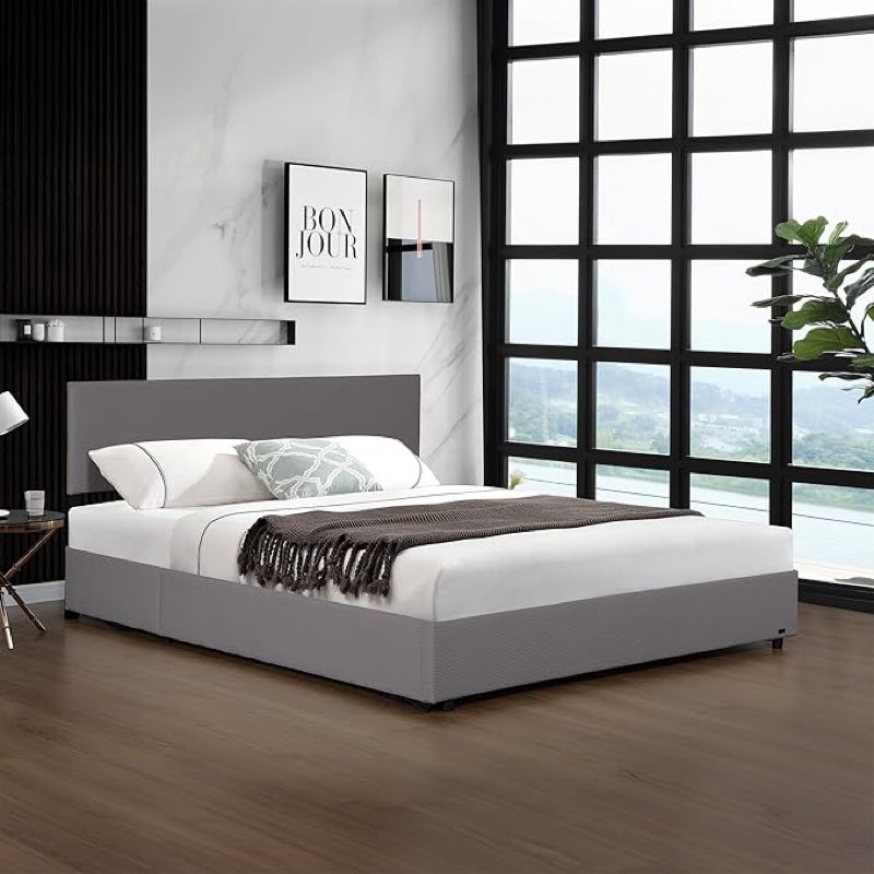(Incomplete) Bed with Storage Space Slat Bed Frame Double Bed