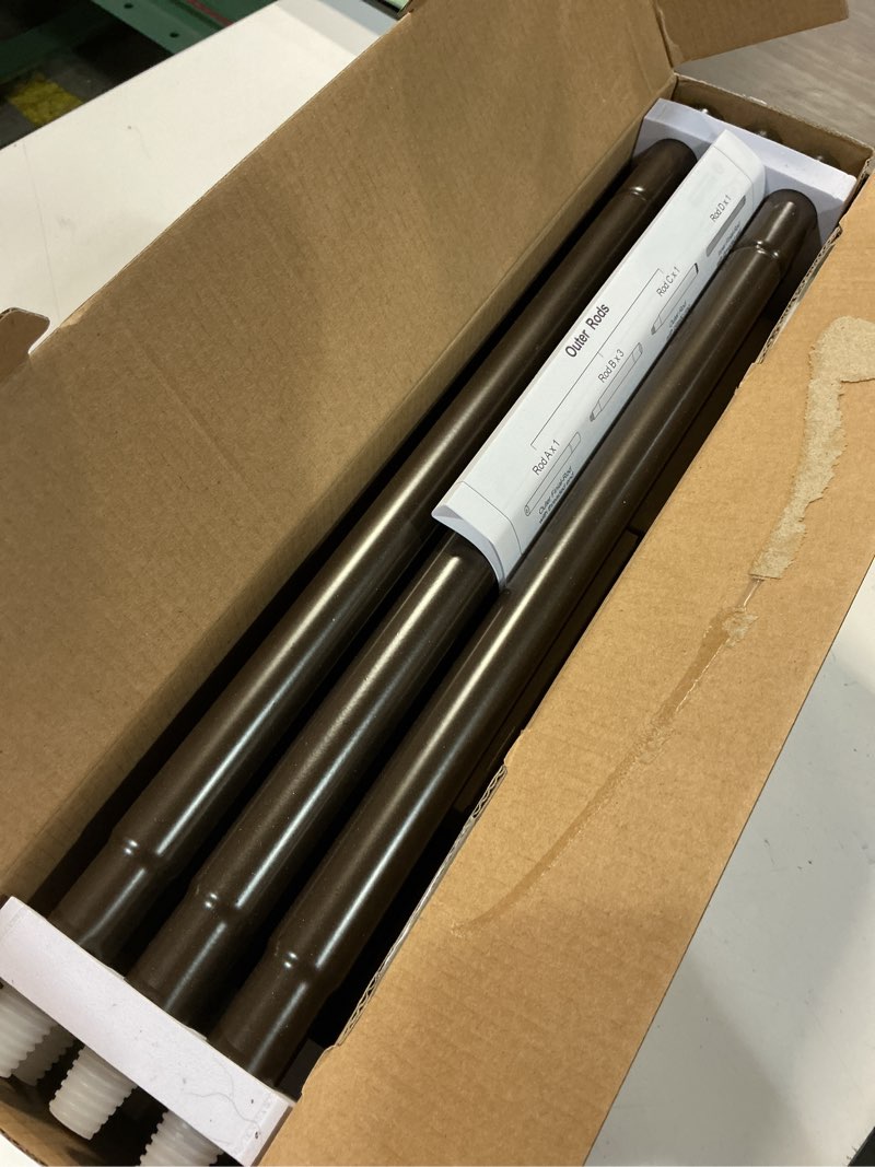 Condition photo showing Good Condition for kamanina 2 pack curtain rods for windows 48 to 84 inch, antique bronze heavy duty curtain rod adjustable, 7/8 inch single decorative drapery rods 32 to 86 inch(2.6-7.1ft), netted texture finials antique bronze 48-84"(2pack)