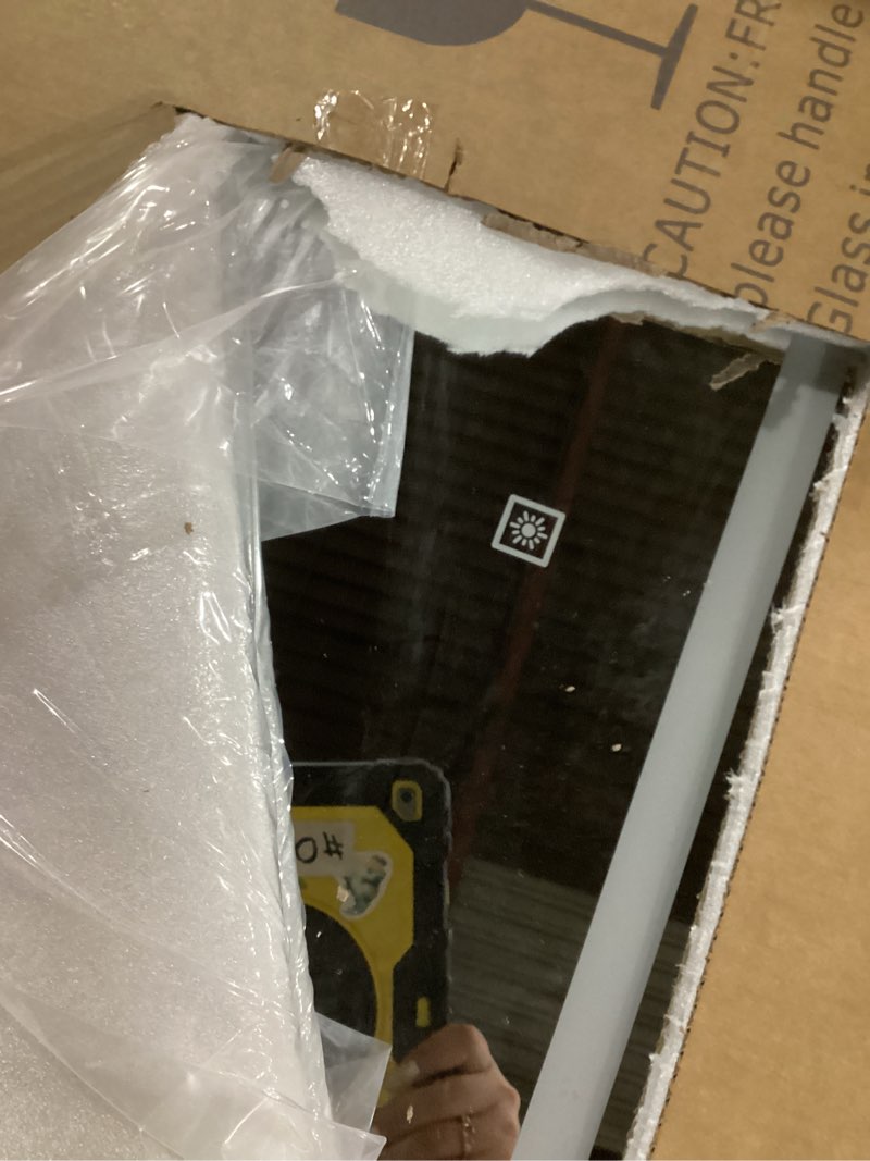 Condition photo showing Good Condition for FENNIO Vanity Mirror with Lights?20"x23" Lighted Makeup Mirror, Large Makeup Mirror with Lights, Touch Sensor with Dimmable 3 Modes? Square White White 20"L x 22"W