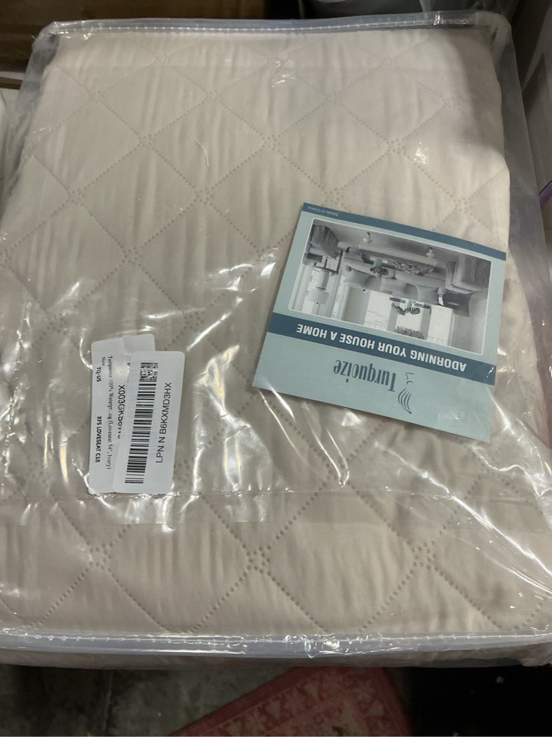 Condition photo showing New/Like New for Turquoize 100% Waterproof Couch Cover Sofa Covers for 2 Cushion Couch Loveseat Covers Triple Non-Slip Couch Cover for Dogs Washable Furniture Protector Cover for Pets, Kids,Dog (Loveseat 54", Ivory) 54" Loveseat-Medium Ivory