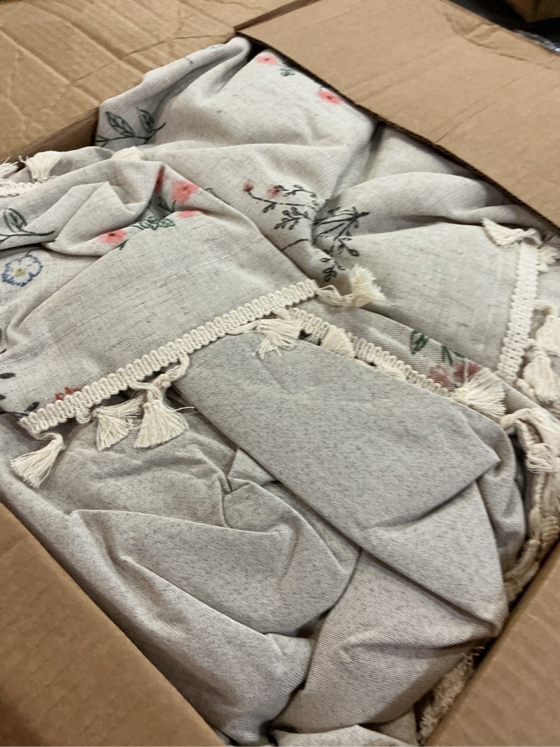 Condition photo showing As Is for XOGUIBO Farmhouse Floral Curtains 96 Inches Long 100% Blackout Living Room Drapes, Linen Blend Bohemian Window Curtain Panels with Tassel Bedroom 2 Panels Thermal Insulated Room Darkening Vintage Florals 52"W x 96"L (Pack of 2)