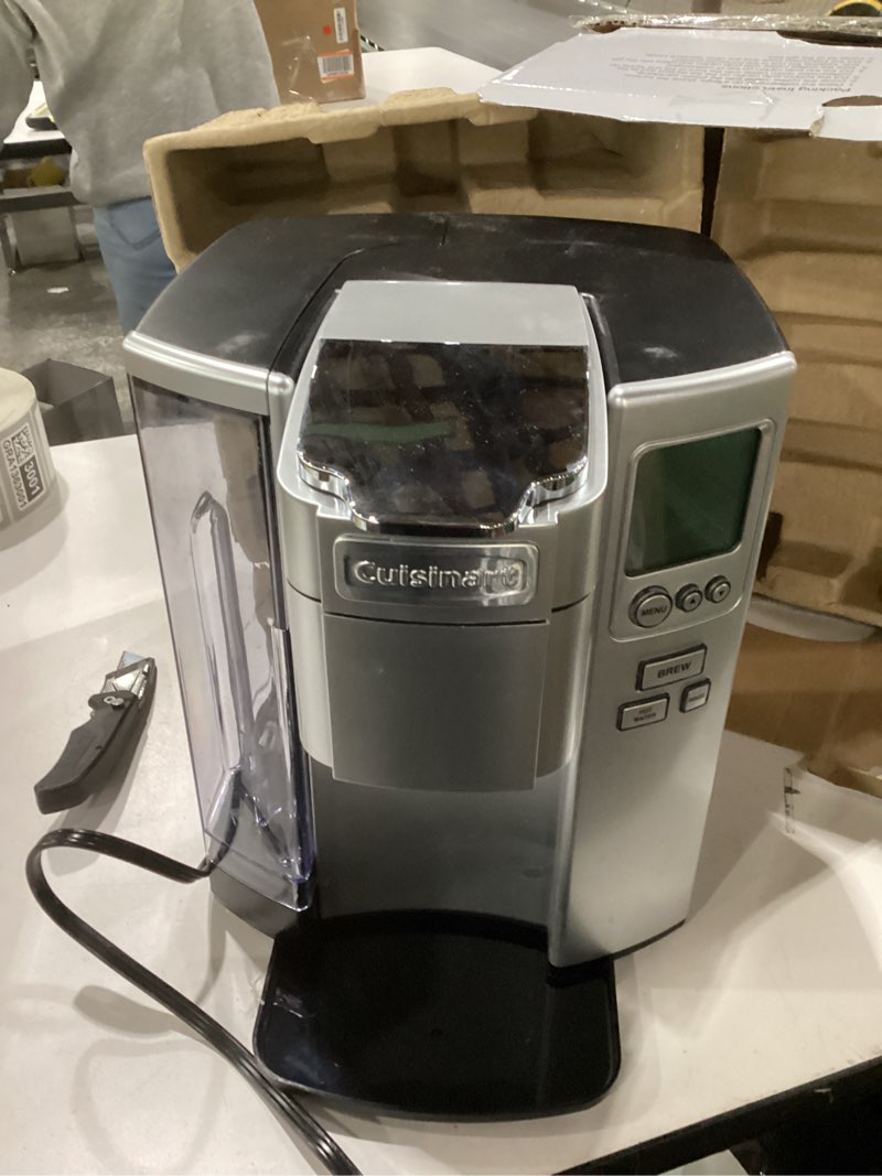 Condition photo showing As Is for NOT TESTED Cuisinart Coffee Maker, Single Serve 72-Ounce Reservoir Pod Coffee Machine, Programmable Brewing & Hot Water Dispenser, 3 Cup-Size Settings, Stainless Steel, SS-10P1, Silver