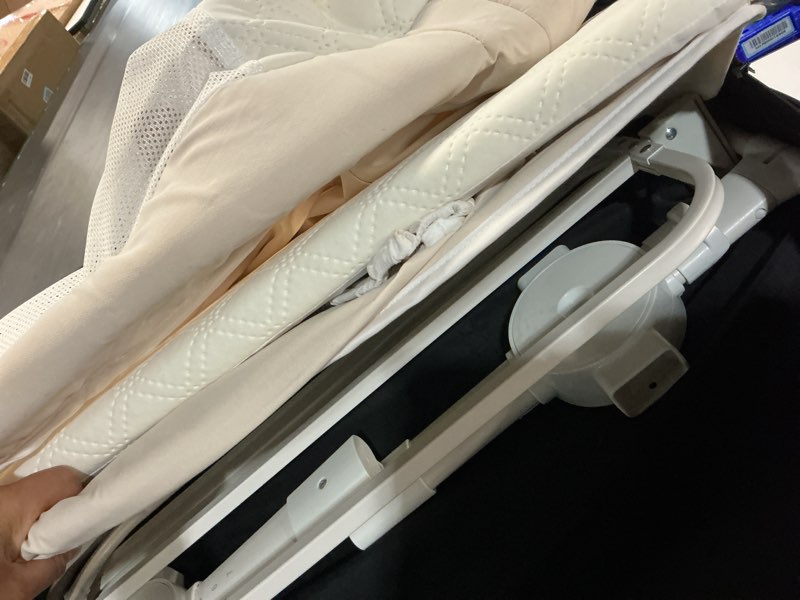 Condition photo showing Good Condition for 4 in 1 baby bassinet bedside sleeper, rocking baby crib with lockable wheels, storage, mosquito net and matress included, 7 level adjustable bedside bassinet for baby newborn(cream)