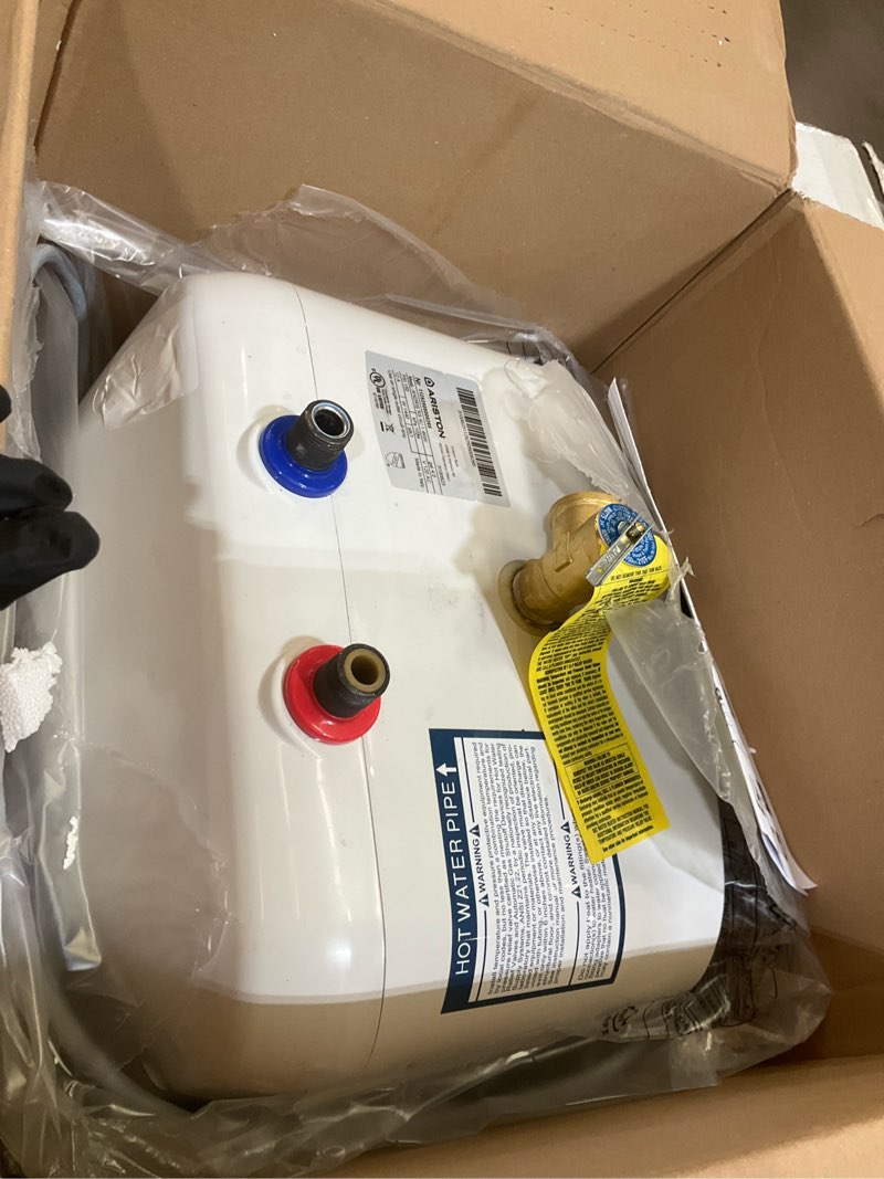 Condition photo showing As Is for 4 gallon capacity, 120-volt – ariston andris mini tank electric water heater – heating solution for under sink, rv, and compact spaces, smart boost for versatile heating, simple installation