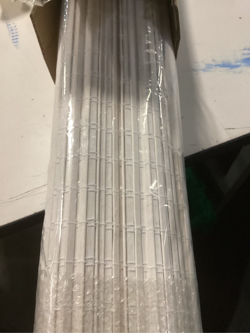 Condition photo showing Good Condition for lazblinds cordless bamboo roman shades, privacy blinds for interior windows, room darkening roll up bamboo blinds for home & patio, 36" w x 64" h, alpine ivory alpine ivory 36" w x 64" h