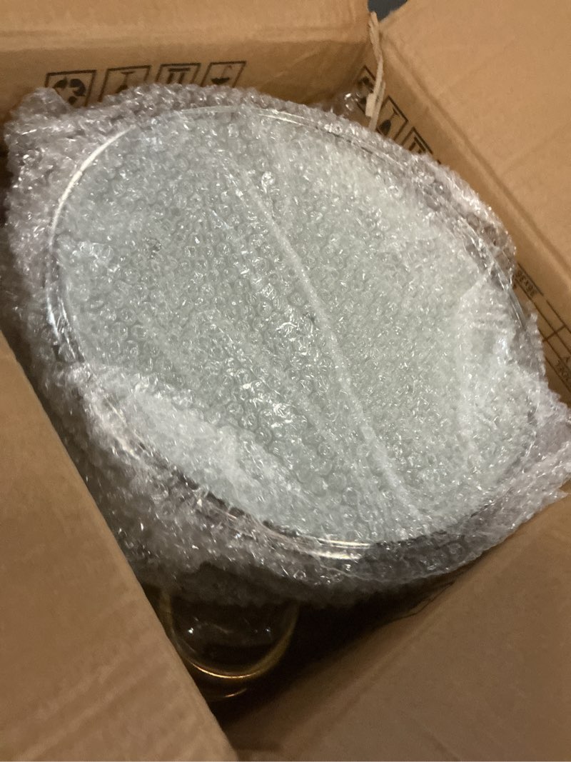 Condition photo showing Good Condition for Chafing Dish Buffet Set 4 Pack, 5QT Gold Round Chafing Dishes for Buffet, High Grade Chafers and Buffet Warmers Sets with Glass Lid, Rolled-Edge Food Warmers for Parties, Weddings, Catering Gold-Glass Lid-4 Pack-5QT