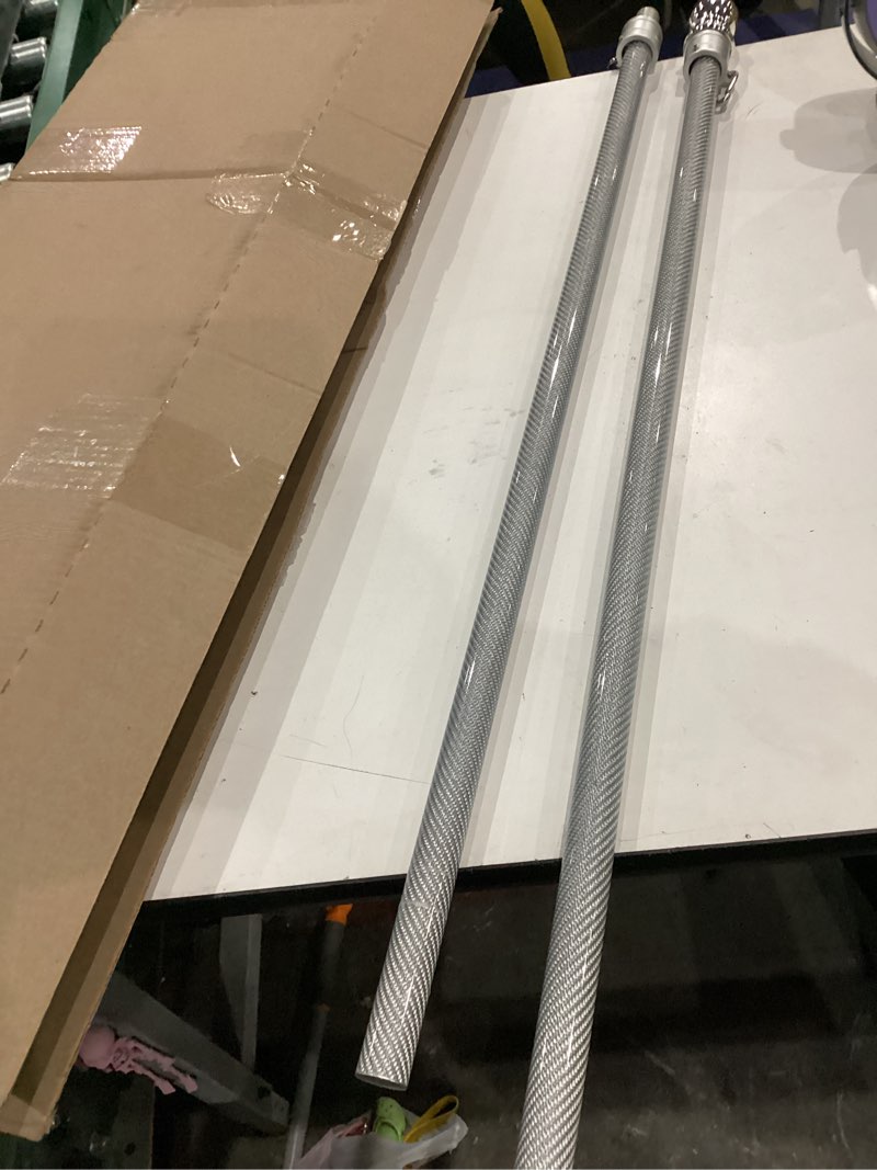 Condition photo showing As Is for (incomplete, missing pieces)carbon fiber flag pole for outside house – silver porch flagpole, 1 inch diameter, rustproof, 360° rotating flag rings & stainless steel carabiners included, for all weather