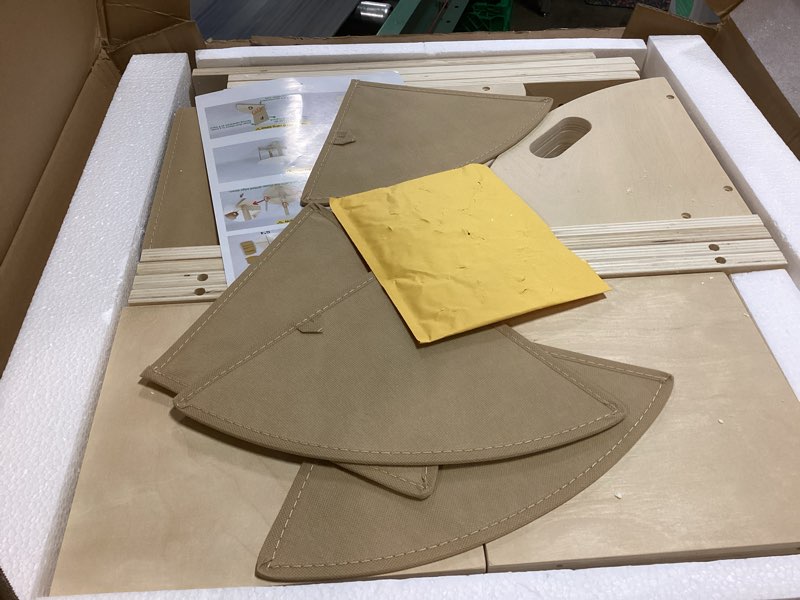 Condition photo showing New/Like New for Toddler Table and Chair Set with 3 Storage Stools, Round Shaped Nesting Design, Kids Activity Table for Play/Art/Reading/Craft, Natural