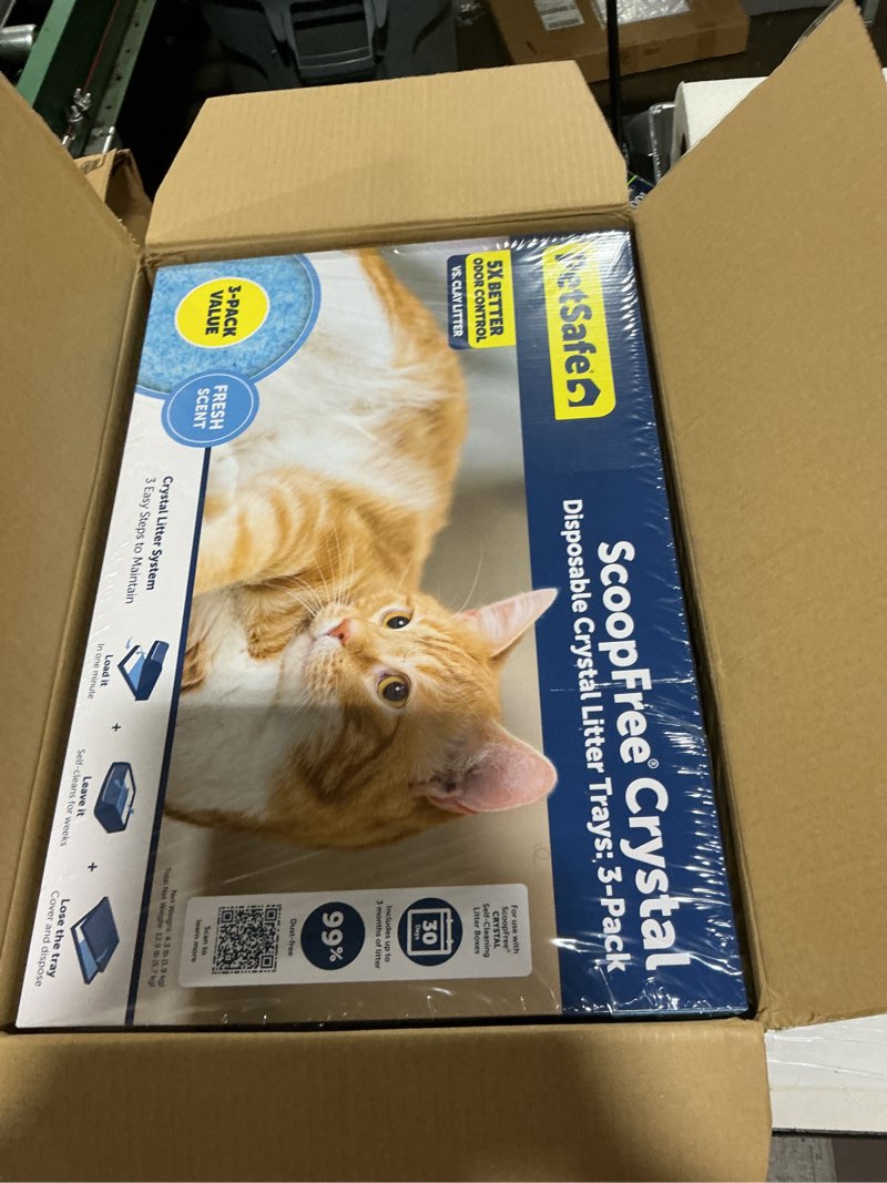 Condition photo showing New/Like New for petsafe scoopfree crystal disposable crystal fresh scent cat litter trays - blue - 3pk