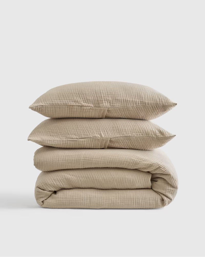 organic cotton gauze duvet cover set full queen solid dune