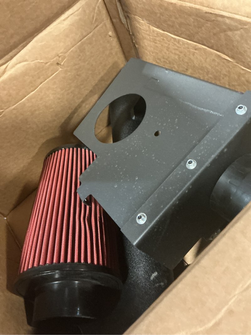 Condition photo showing As Is for performance cold air intake piping kit for 2012-2018 jeep wrangler 3.6l v6 black & red