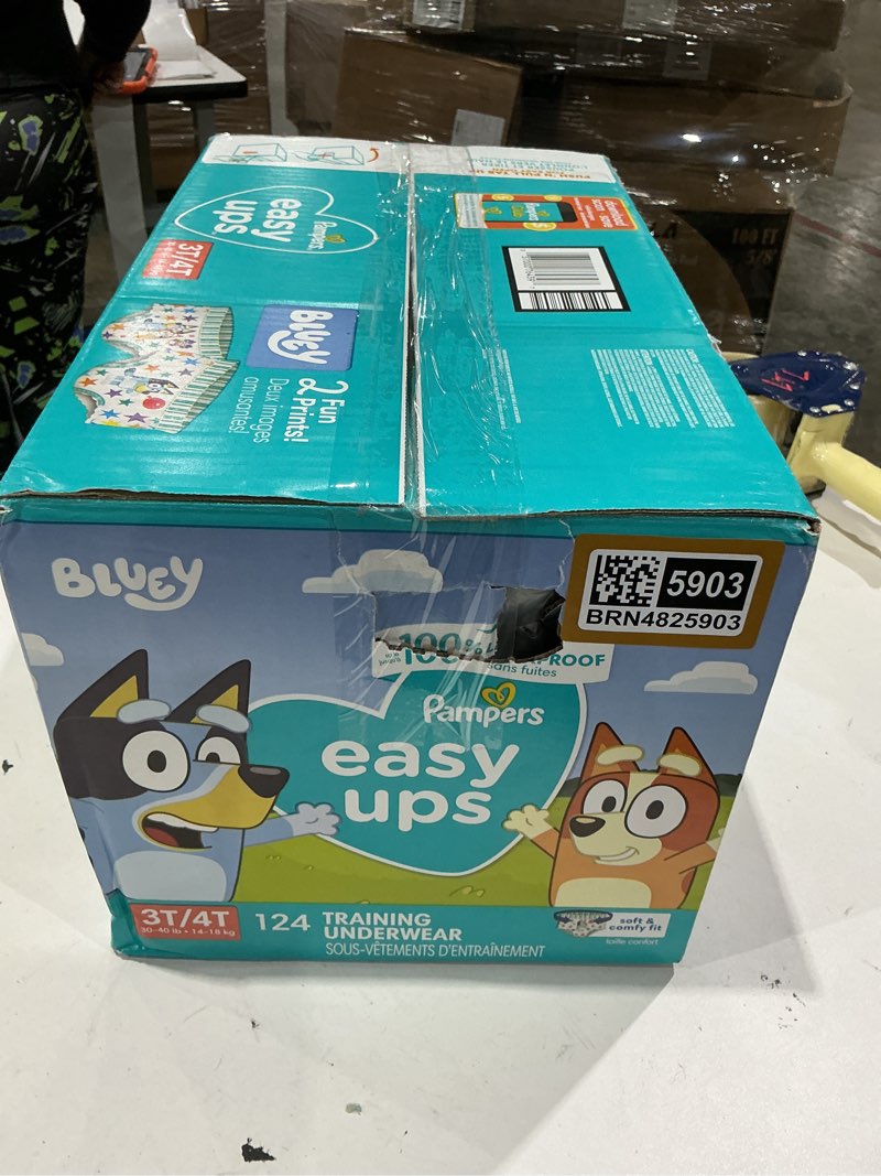 Condition photo showing New/Like New for pampers training pants - easy ups boys & girls bluey - size 3t-4t, 124 count, children's potty underwear (packaging may vary) 3t-4t 124