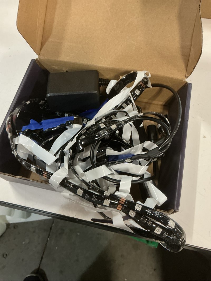 Condition photo showing As Is for tv led backlight sync to screen, 13.7ft led lights for 45-65 inch tvs & pc monitors, smart app control tv lights that change with tv, backlight with camera, music sync strip lighting 13.7ft for 45"-65" tv