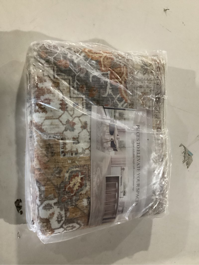 Condition photo showing New/Like New for Madane Runner Rugs for Hallway 2x10 Long Washable Non-Slip Hallway Runner Rug Low-Pile Stair Kitchen Runner Throw Carpet for Entrance Living Dining Laundry Room (Turmeric/Grey, 2 x 10) Turmeric/Grey 2' x 10' (Runner)