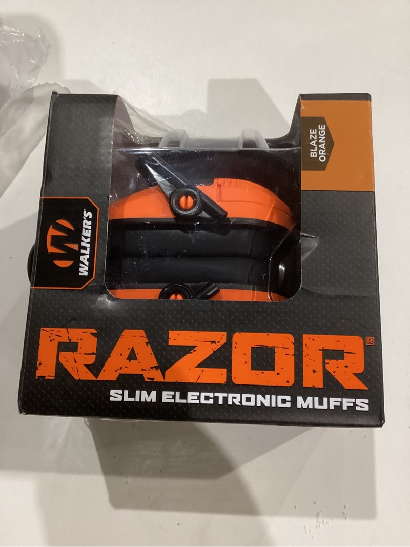 Condition photo showing As Is for Walker's Razor Slim Ultra Low Profile Compact Design Adjustable Range Shooting Hunting Hearing Protection Electronic Earmuffs Blaze Orange