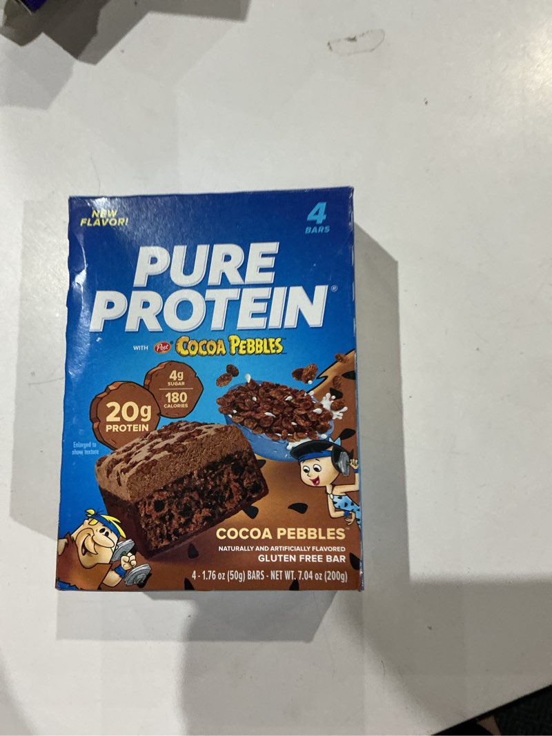 Condition photo showing Good Condition for pure protein bars, cocoa pebbles, 20g protein, 1.76 oz, 4 count