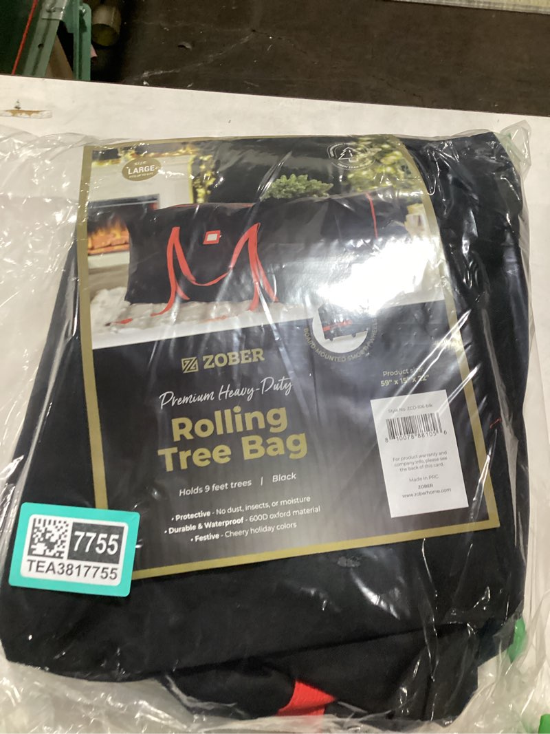 Condition photo showing New/Like New for ZOBER 600D Oxford Fabric Large Christmas Tree Storage Bag - Fits 9 Ft Artificial Trees - Tear Proof Waterproof Christmas Tree Bag For Storage Box For Xmas - Strong, Durable Handles - Card Slot - Black 9 ft Black