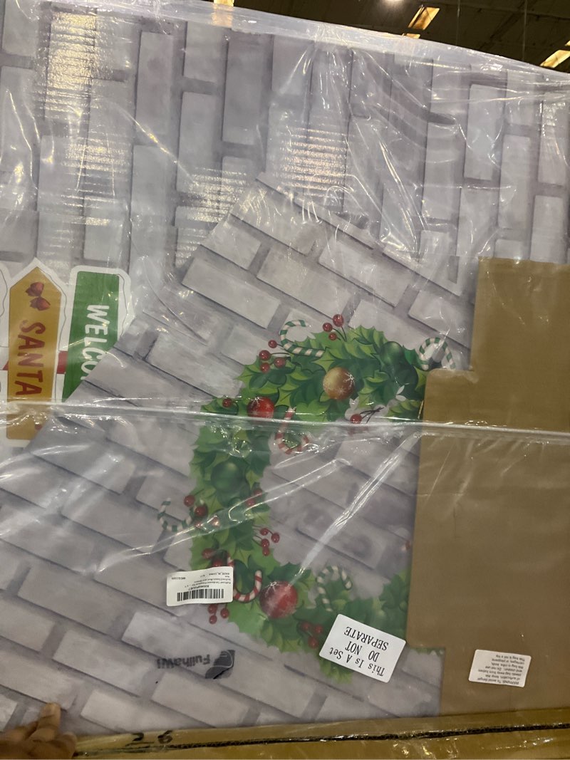 Condition photo showing New/Like New for Cardboard Fireplace for Christmas Large Cardboard Fireplace Prop 3D Fake Centerpiece with Faux Chimney for Christmas Party Background Decor, 38 x 30 x 7 Inches(Classic,Red and Green) Classic Red and Green