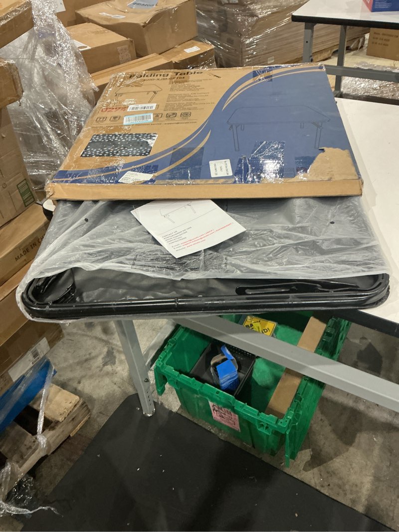 Condition photo showing Good Condition for vecelo 24'' kids folding activity card table, with ultra soft padded tabletop, 1 piece, solid black classic black table (1 piece)