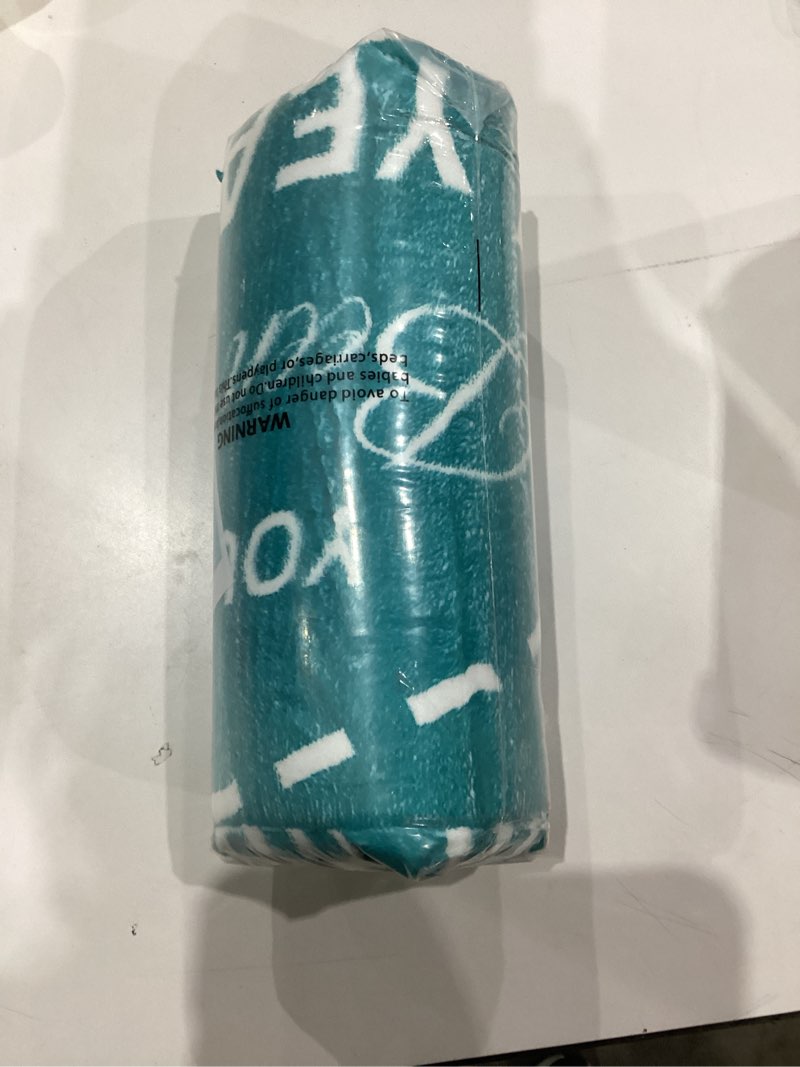 Condition photo showing As Is for (Light blue)  Kesidilo 13th Birthday Blanket, Pink, 50\" x 60\", Fleece, Throw Blanket 13th Birthday Pink-50\" X 60\"