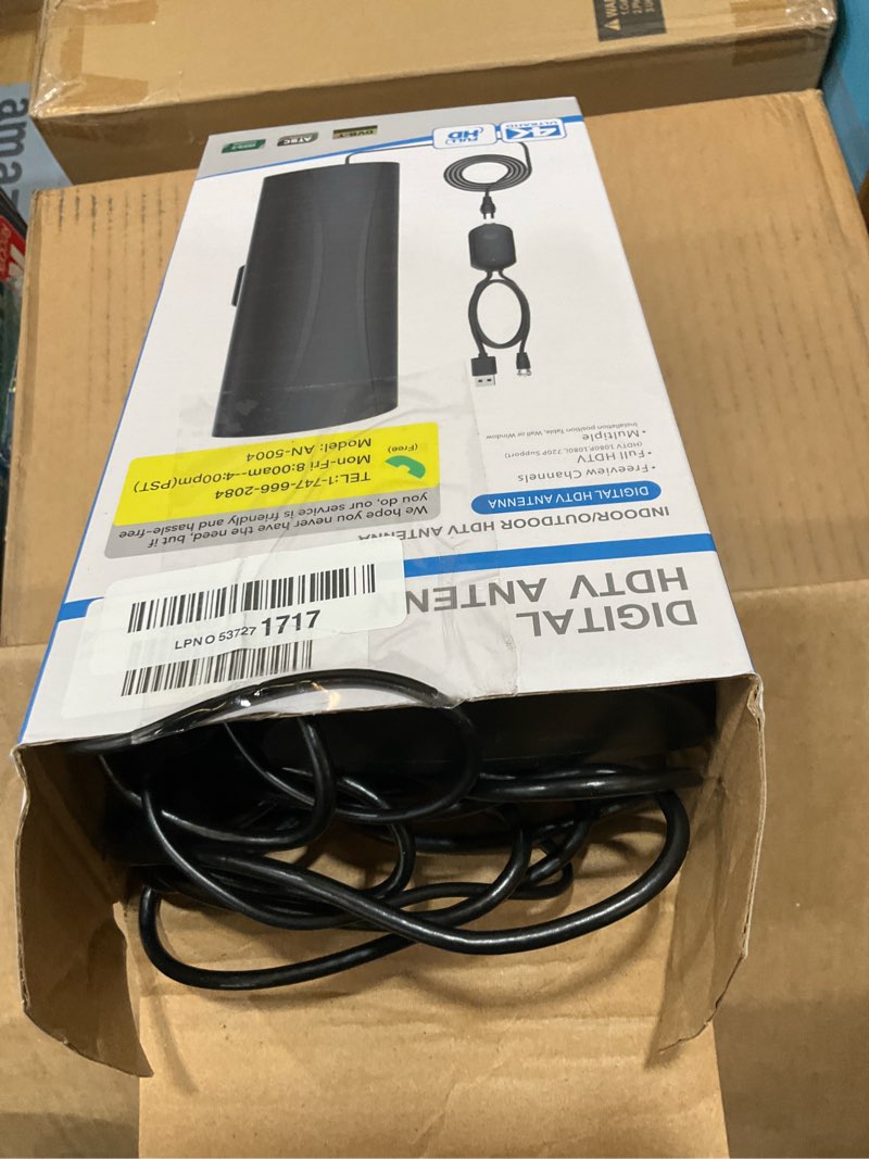 Condition photo showing As Is for 3600+ miles tv antenna indoor, 360° reception digital antenna for smart tv and old tvs, hd antenna for local channels with amplifier signal booster support 4k 8k 1080p-38ft thick coaxial cable black