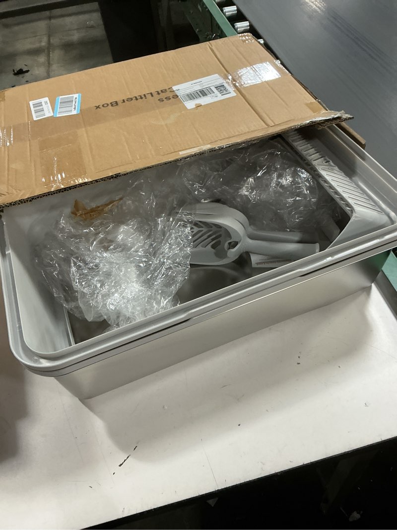 Condition photo showing Good Condition for 2 Pack Stainless Steel Litter Box | XL Enclosed Cat Litter Boxes with Lid for Big Cats and Multi-Cats | High Sided, Anti-Urine Leakage | Non-Stick Bottom?Silver Gray?