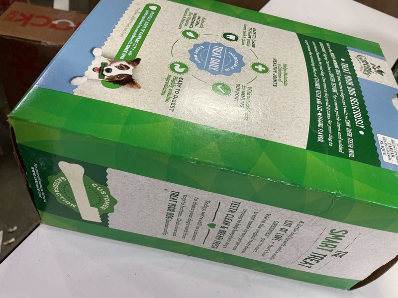 Condition photo showing Good Condition for Greenies Dental Treats for Dogs, Veterinarian-Recommended Aging Care Adult Natural Dental Dog Treats, Large Size, 27 oz. Pack, 17 Count Aging Care 17 Count (Pack of 1)(best by 27 oct )