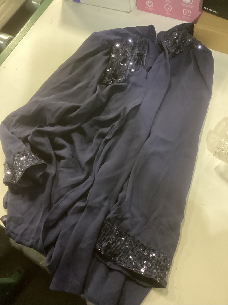 Condition photo showing As Is for grace karin wedding guest dress,mother of the bride dresses,two piece formal sequin dress with jacket tea length 2026 navy blue x-large