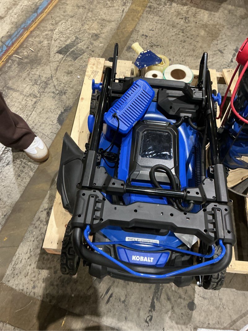Condition photo showing As Is for kobalt 40-volt 21-in brushless battery push lawn mower 6 ah (battery and charger included)