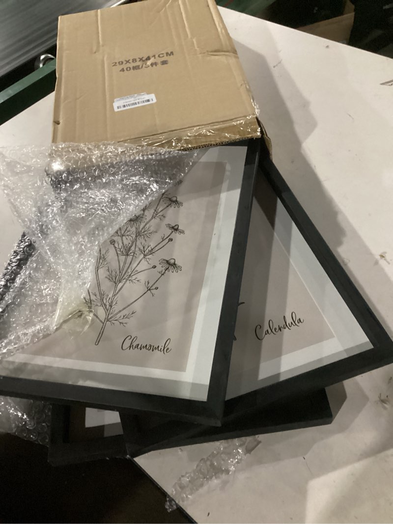 Condition photo showing Good Condition for YWJKWLGS Vintage Botanical Wall Art 11x16 Inch Set Of 3 Wooded Framed Minimalist Rustic Wildflower Pictures Floral Sign Bedroom Wall Hanging Decor (Black) 11"L x 16"W Vintage Botanical (Black)