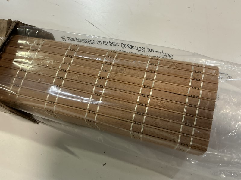 Condition photo showing Good Condition for lazblinds no tools no drill cordless bamboo roman shades, light filtering window treatment, roll up bamboo blinds for windows 33.5'' w x 48'' h, brown light filtering-brown206 33.5" w x 48" h